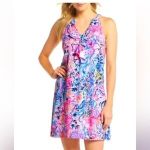 Lilly Pulitzer Vibrant Blue Pink Racerback dress Shay I’m so sofishticated L